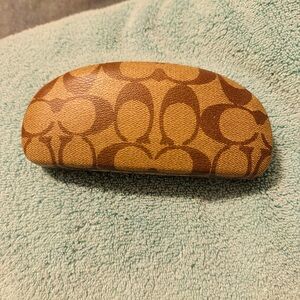 Coach Beige Signature Logo Hardshell Sunglass Case